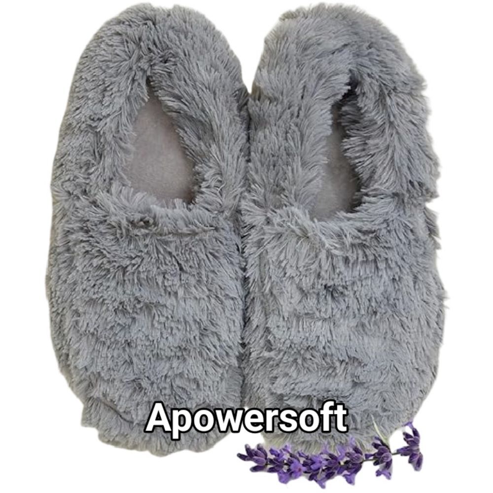 Warmies Grey Fuzzy Slippers